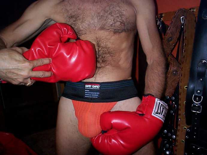 Orange Jock with Boxing Gloves