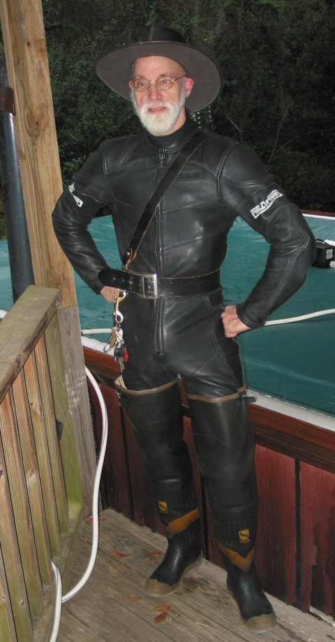 Black Riding Leathers with FireBoots