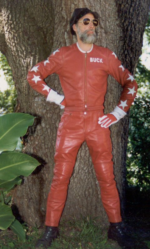 Buck's Red Riding Leathers