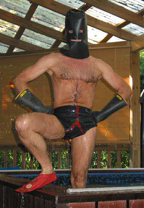 Drenched Rubber Mask and Briefs!