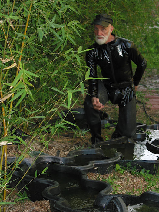 Pleather Suit and Rubber Boots